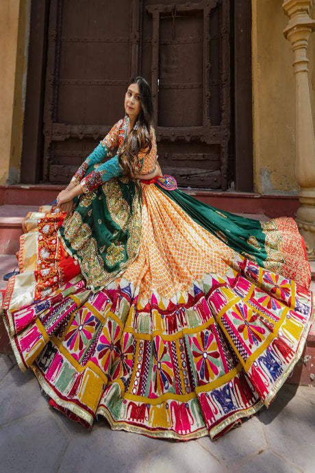 Fashionable Designer Silk Beautiful multi color Lehengha Choli