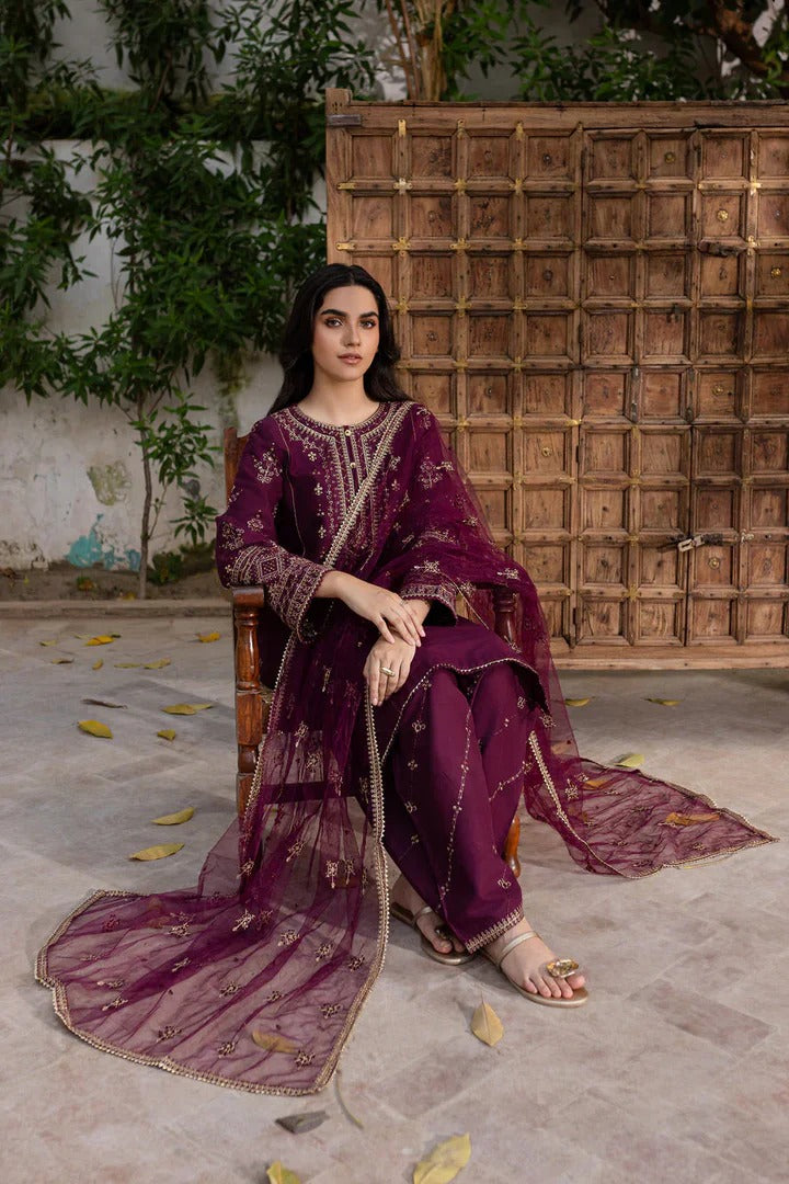 Plant Foam 3Pc Embroidered Lawn Dress
