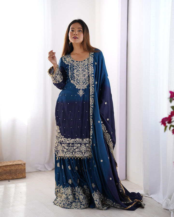 Pure Silk Embroidery Hand Work Latest Designer Gown Online