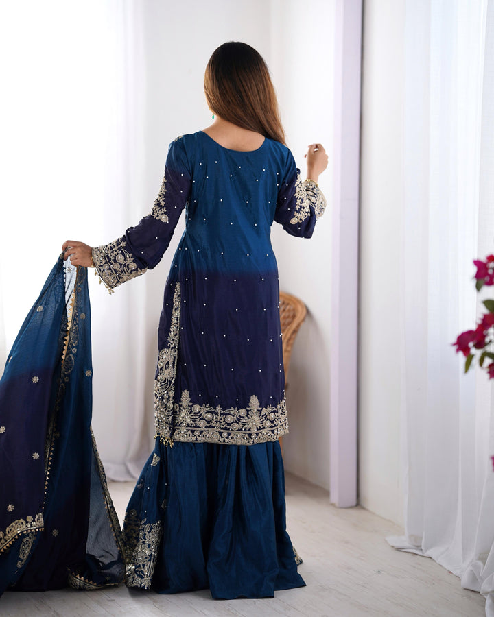 Pure Silk Embroidery Hand Work Latest Designer Gown Online
