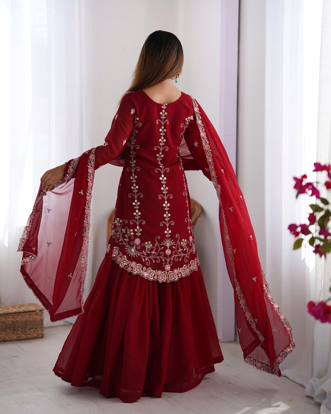 Pure Silk Embroidery Hand Work Latest Gown Salwar