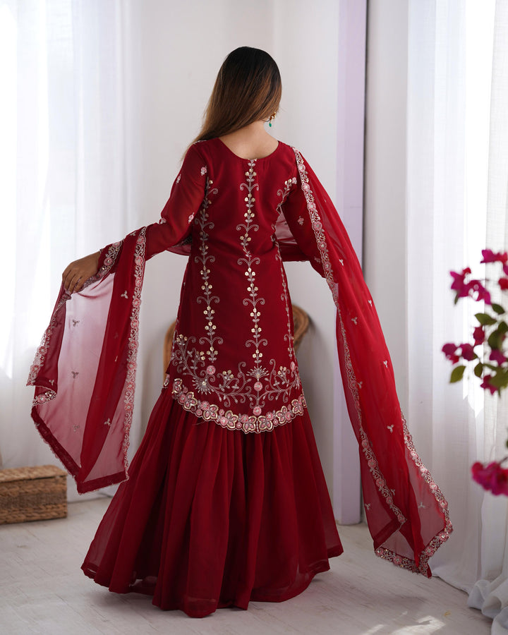 Pure Silk Embroidery Hand Work Latest Gown Salwar