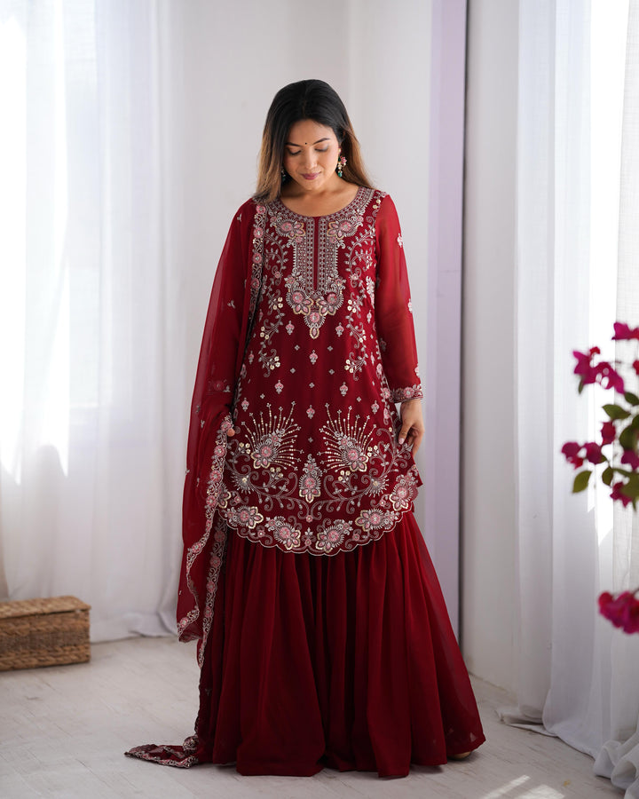 Pure Silk Embroidery Hand Work Latest Gown Salwar