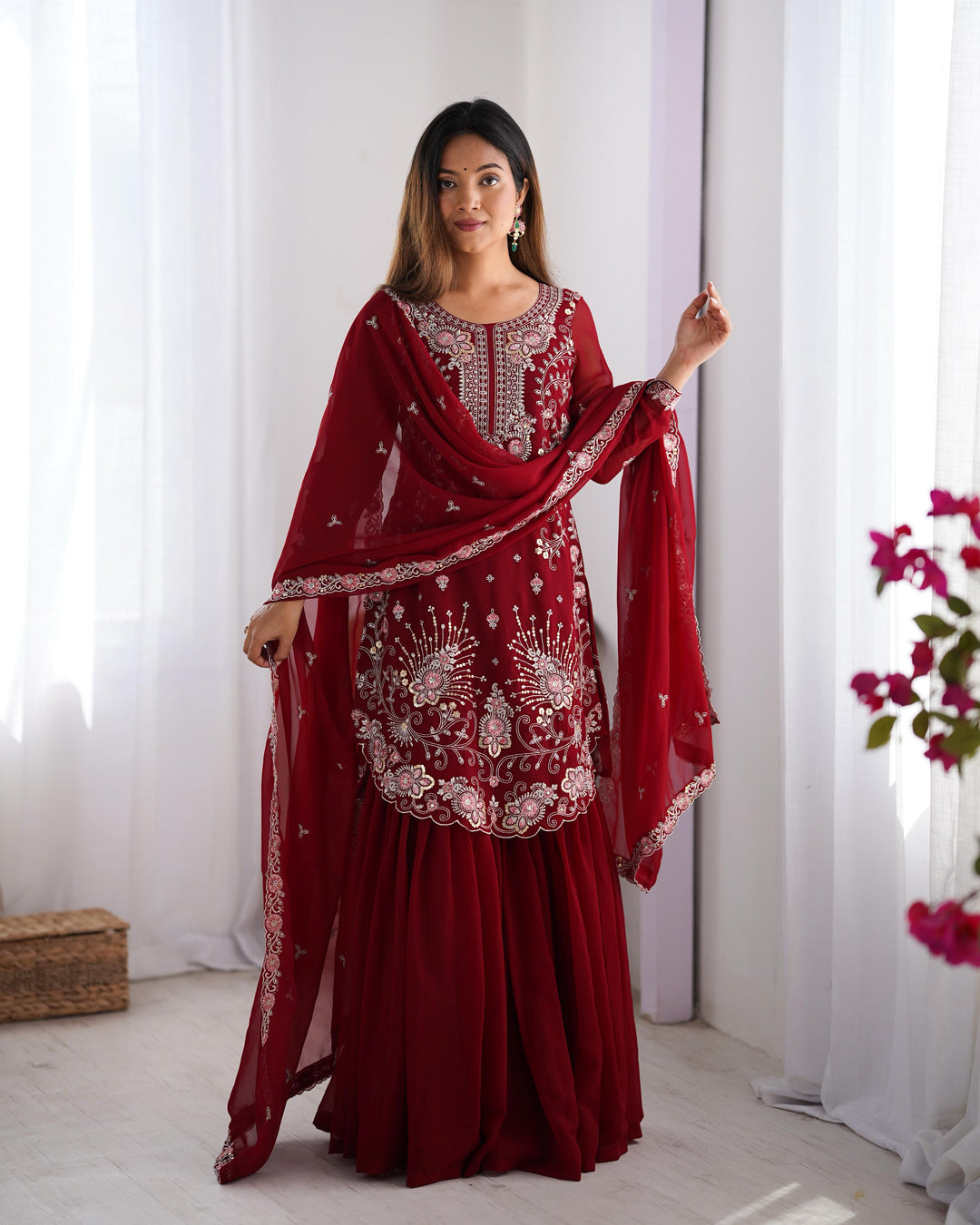 Pure Silk Embroidery Hand Work Latest Gown Salwar
