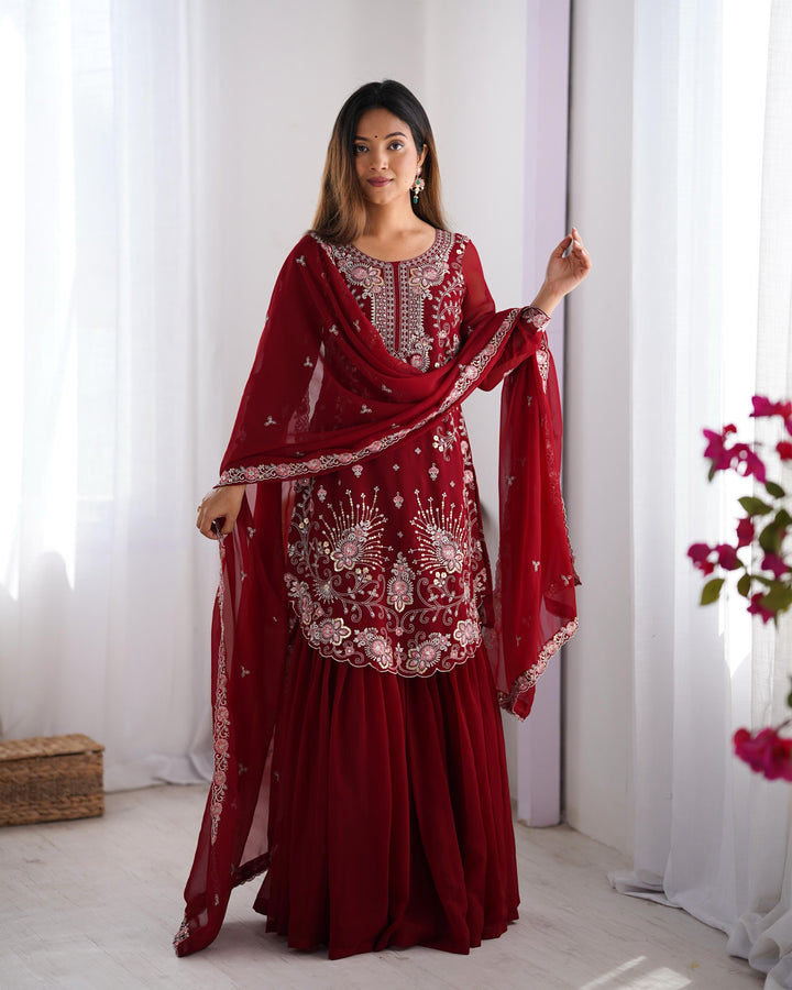 Pure Silk Embroidery Hand Work Latest Gown Salwar