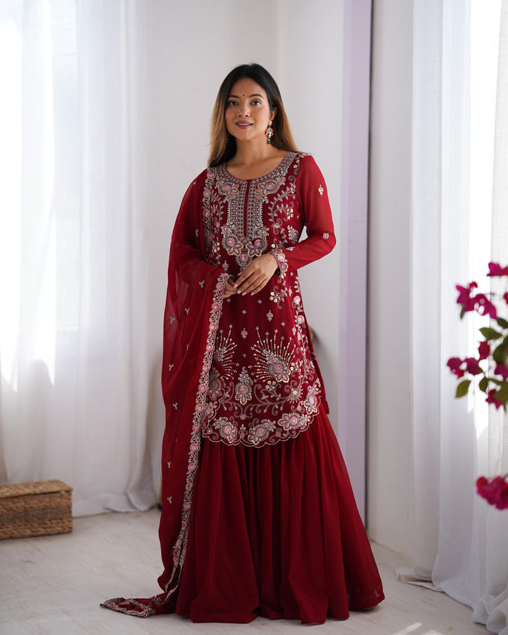 Pure Silk Embroidery Hand Work Latest Gown Salwar