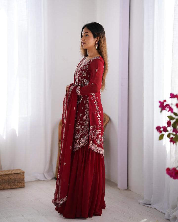 Pure Silk Embroidery Hand Work Latest Gown Salwar