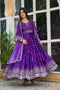 purple Color Mirror Boder Work Gown Design For Girls