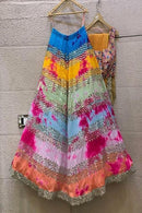 Anarkali Designer Party Wear Multi Lehenga For Girls
