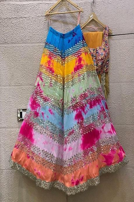 Anarkali Designer Party Wear Multi Lehenga For Girls