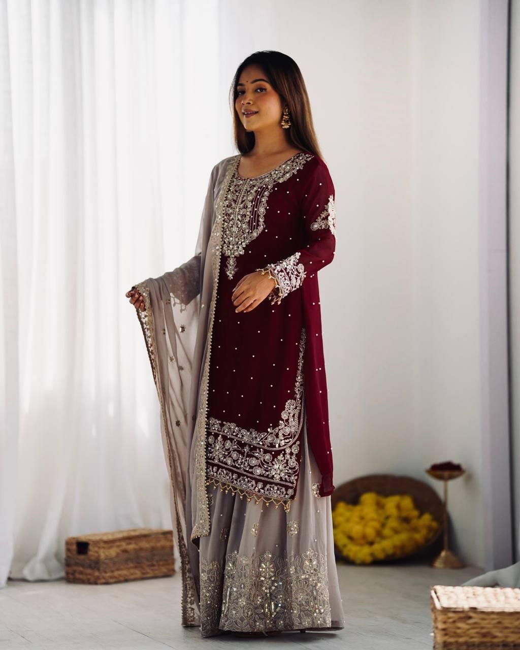 Embroidery Hand Work Latest Designer Karishma Kapoor Wear Salwar Kameez