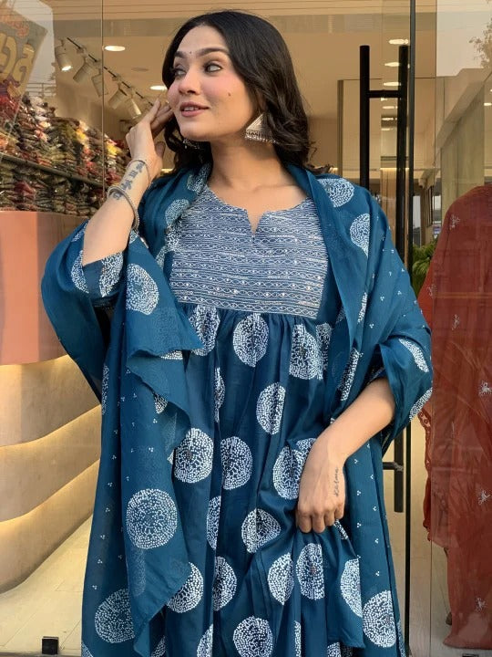 Midnight Blossom Viscose Suit Set