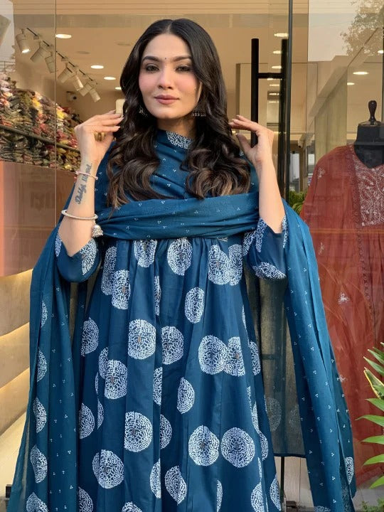 Midnight Blossom Viscose Suit Set