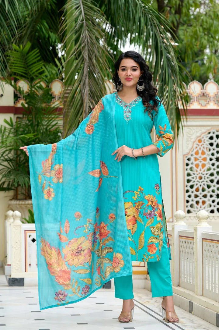 Rangrika Blossom Cotton Suit Set