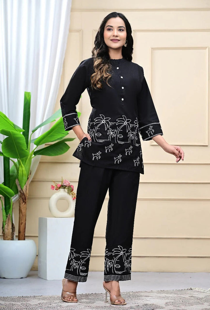 Tropical Noir Cotton Co-ord Set