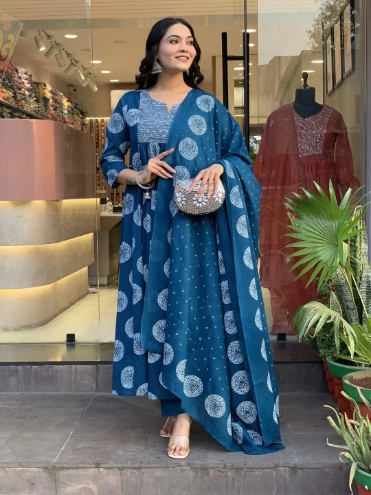 Midnight Blossom Viscose Suit Set