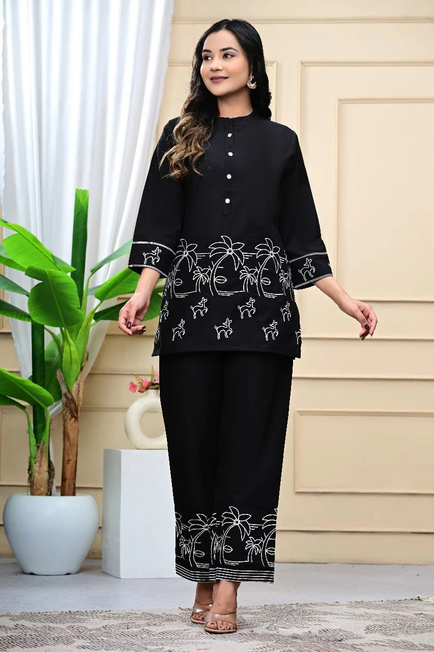 Tropical Noir Cotton Co-ord Set