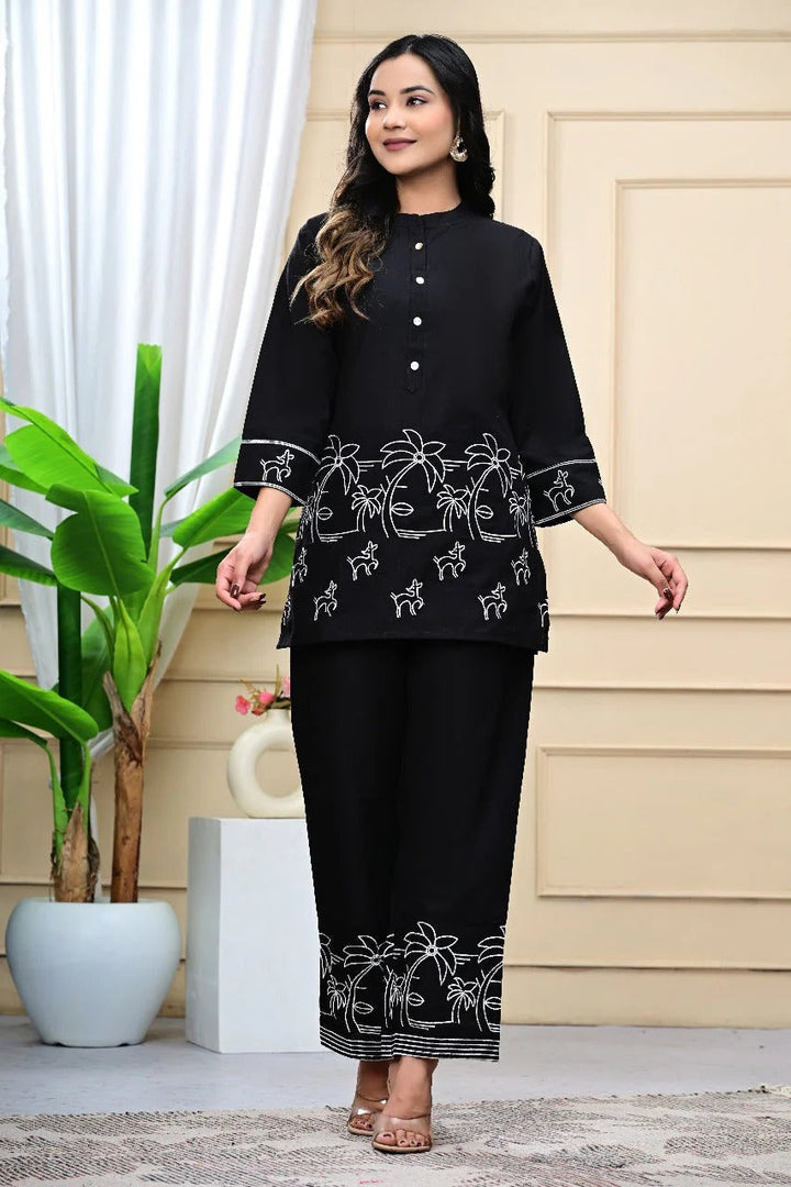 Tropical Noir Cotton Co-ord Set