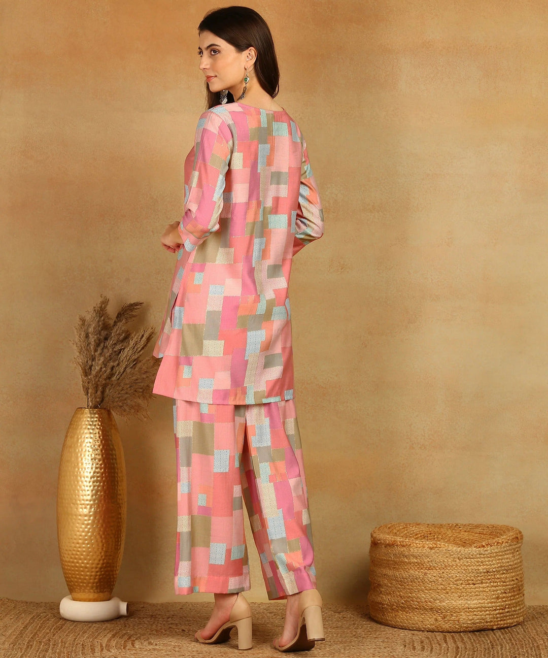 Pure Muslin Foil Print Co-ord Set Fabric-Muslin