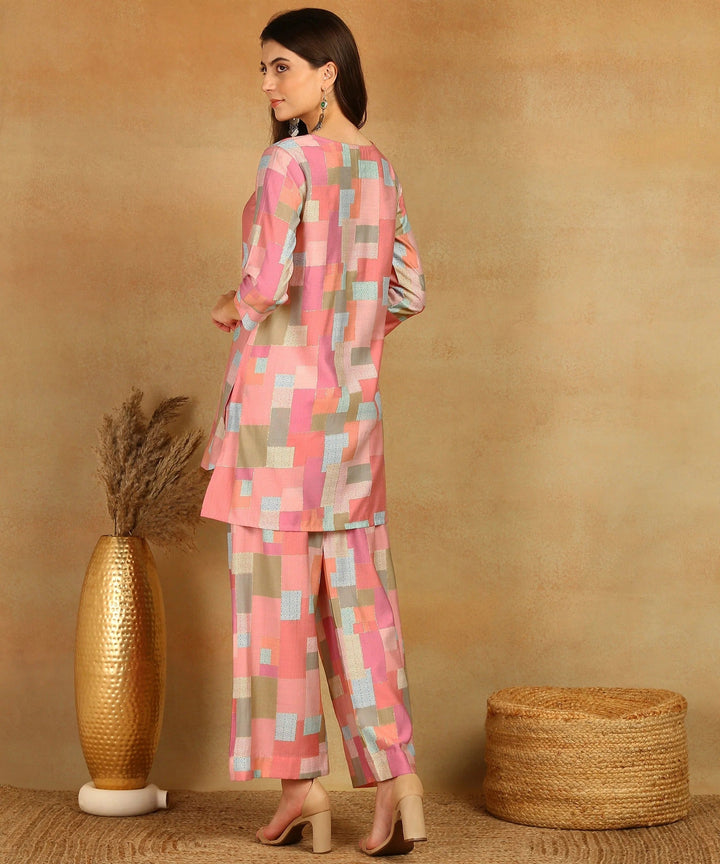 Pure Muslin Foil Print Co-ord Set Fabric-Muslin