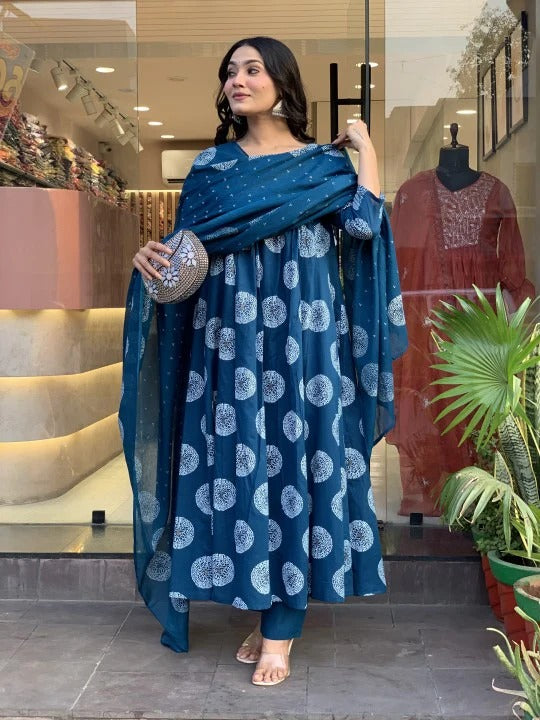 Midnight Blossom Viscose Suit Set