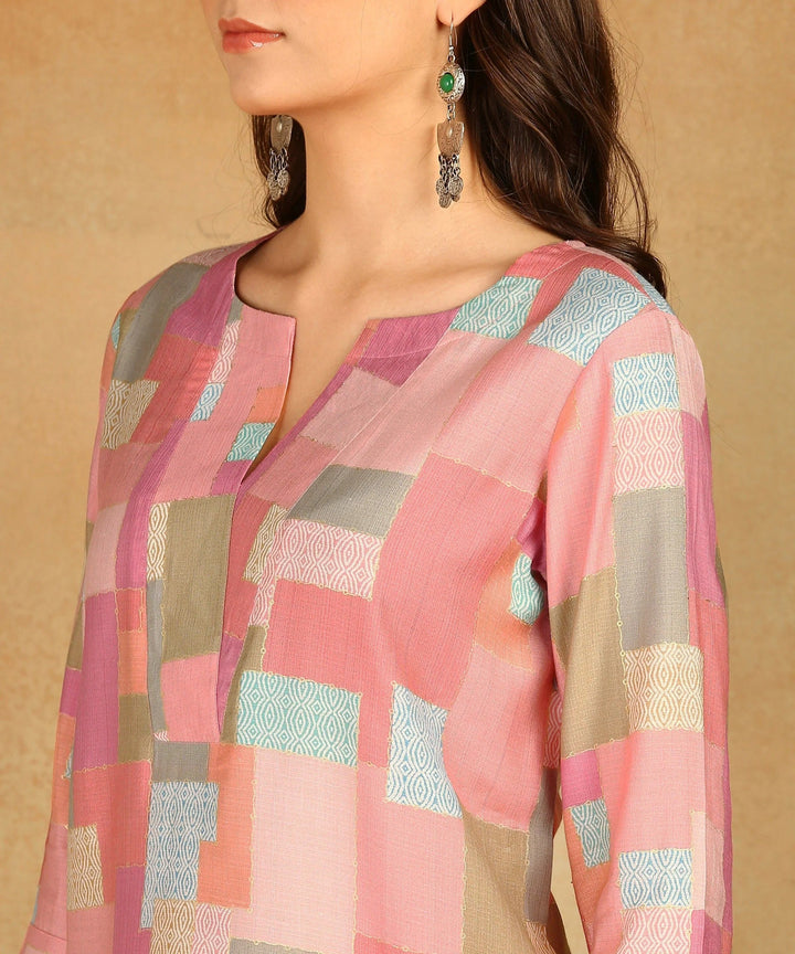 Pure Muslin Foil Print Co-ord Set Fabric-Muslin