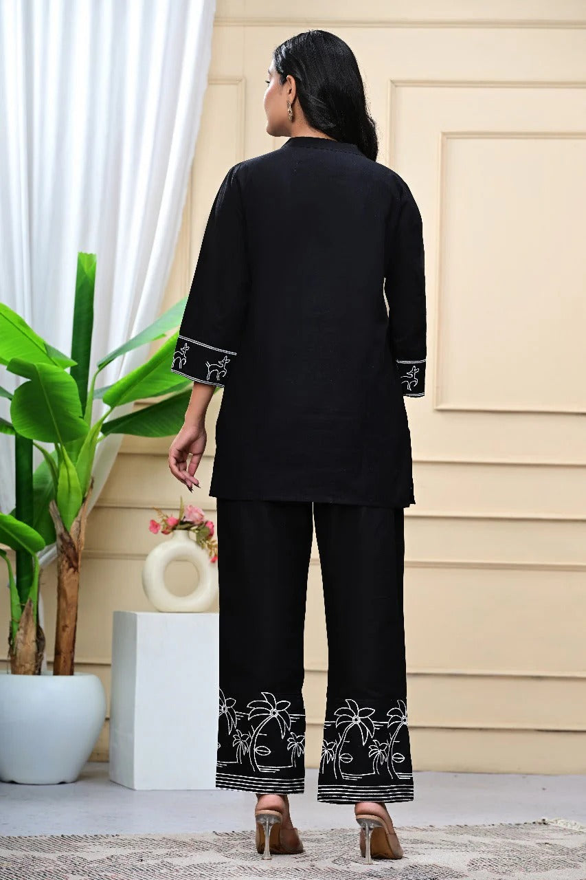 Tropical Noir Cotton Co-ord Set