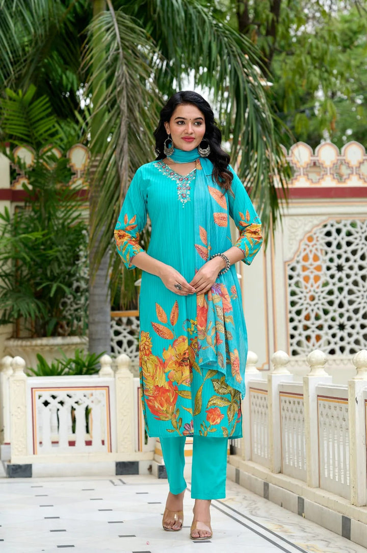 Rangrika Blossom Cotton Suit Set