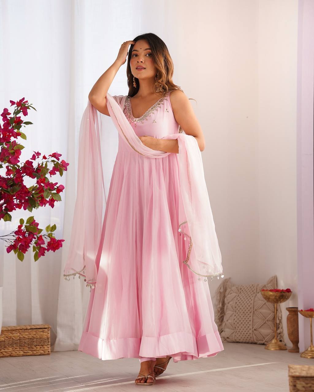 Admiring Pattern Work Ocassion Wear Gown for girls