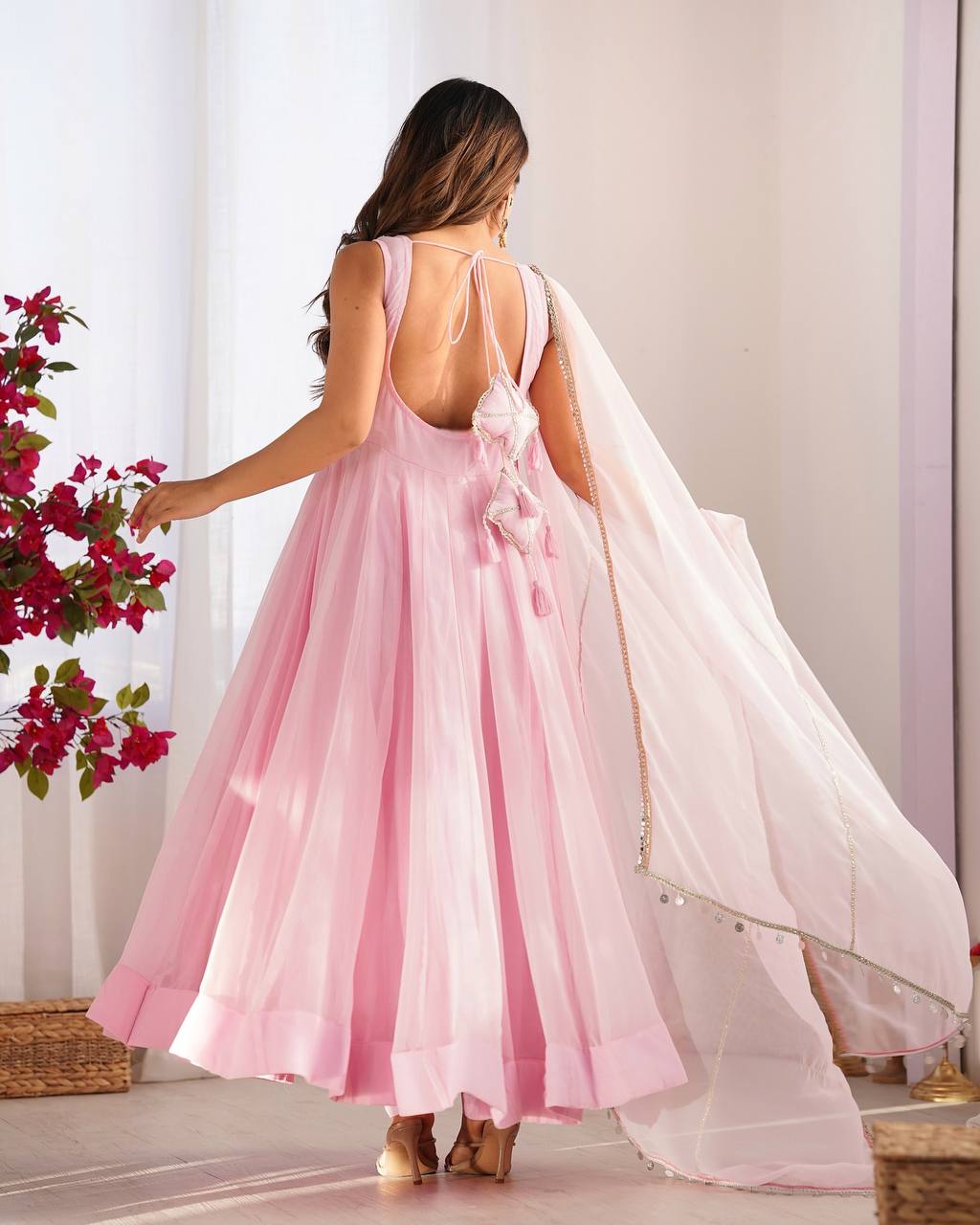 Admiring Pattern Work Ocassion Wear Gown for girls
