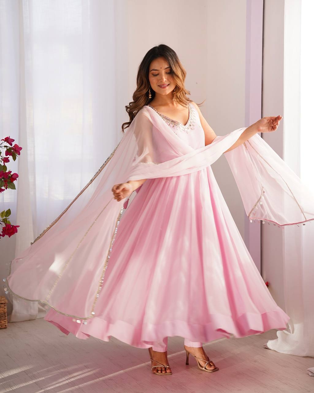 Admiring Pattern Work Ocassion Wear Gown for girls