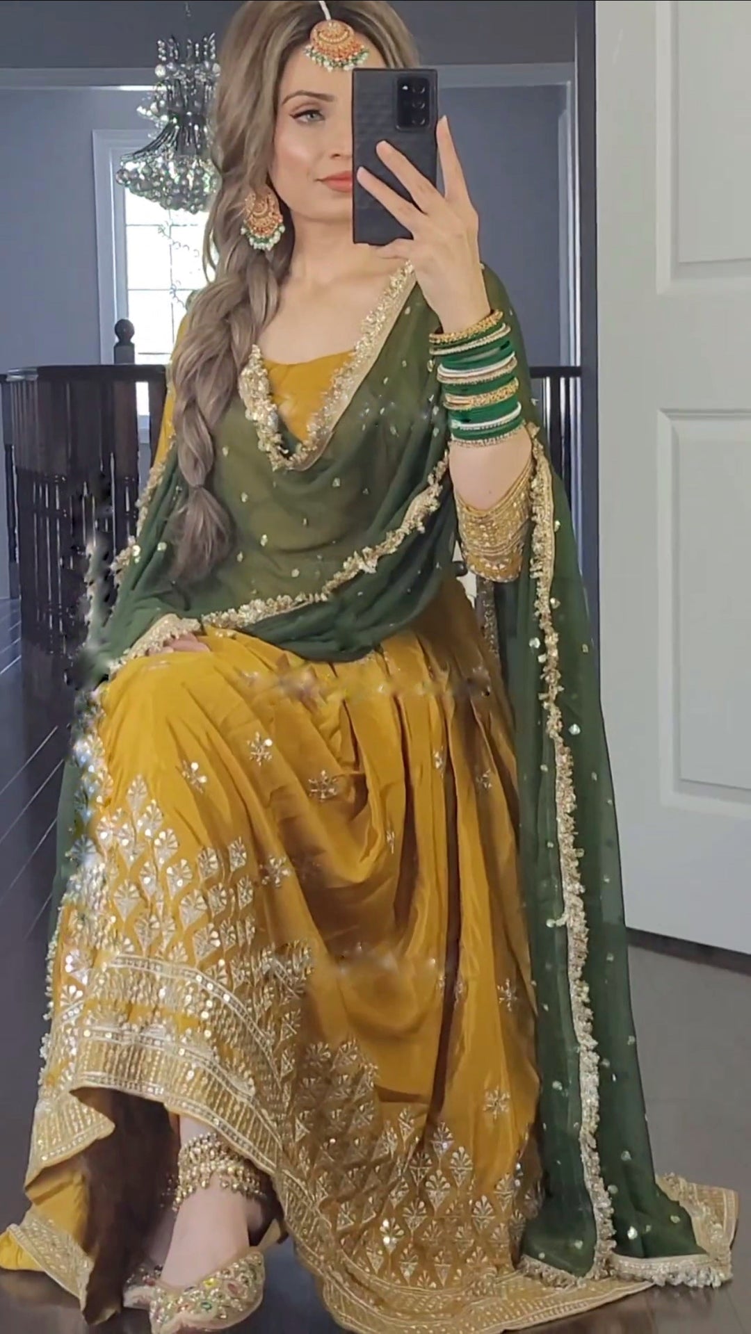 Attractive yellow Color Digital Multi Printed Gown