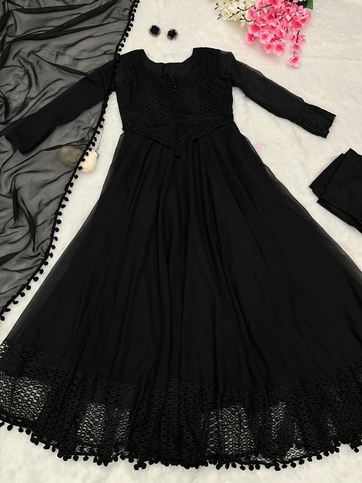 Pure Cotton Silk Printed and Hand Work Online Gown For Women