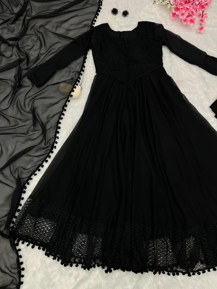 Pure Cotton Silk Printed and Hand Work Online Gown For Women