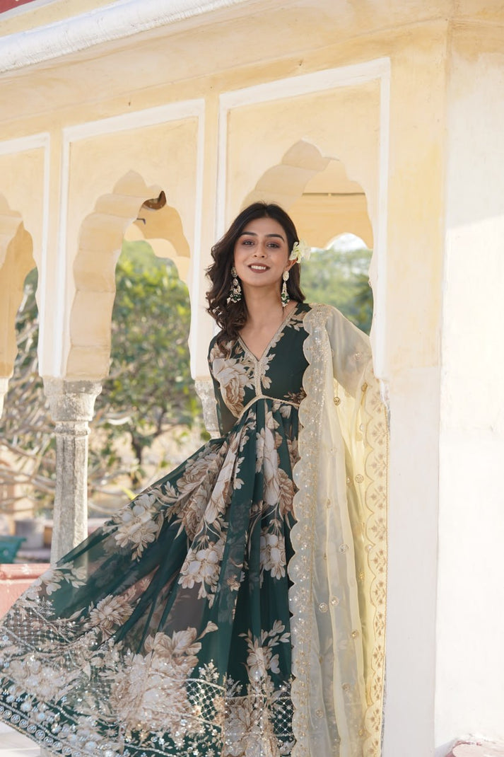 Audacious Embroidery Work Heavy Gown For Girls