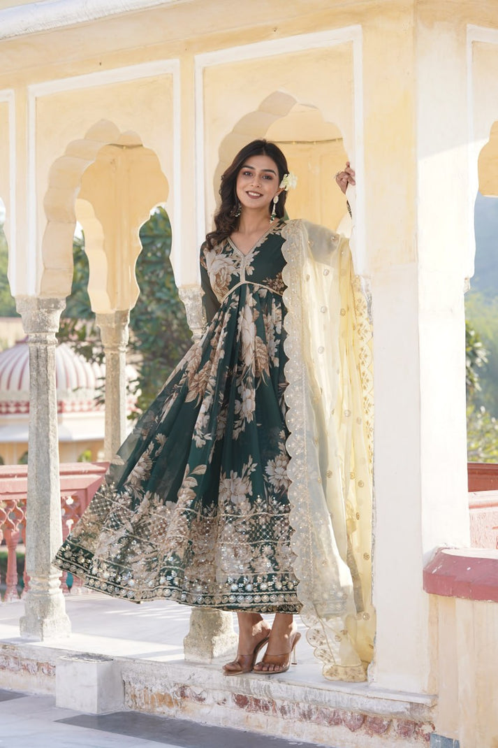 Audacious Embroidery Work Heavy Gown For Girls