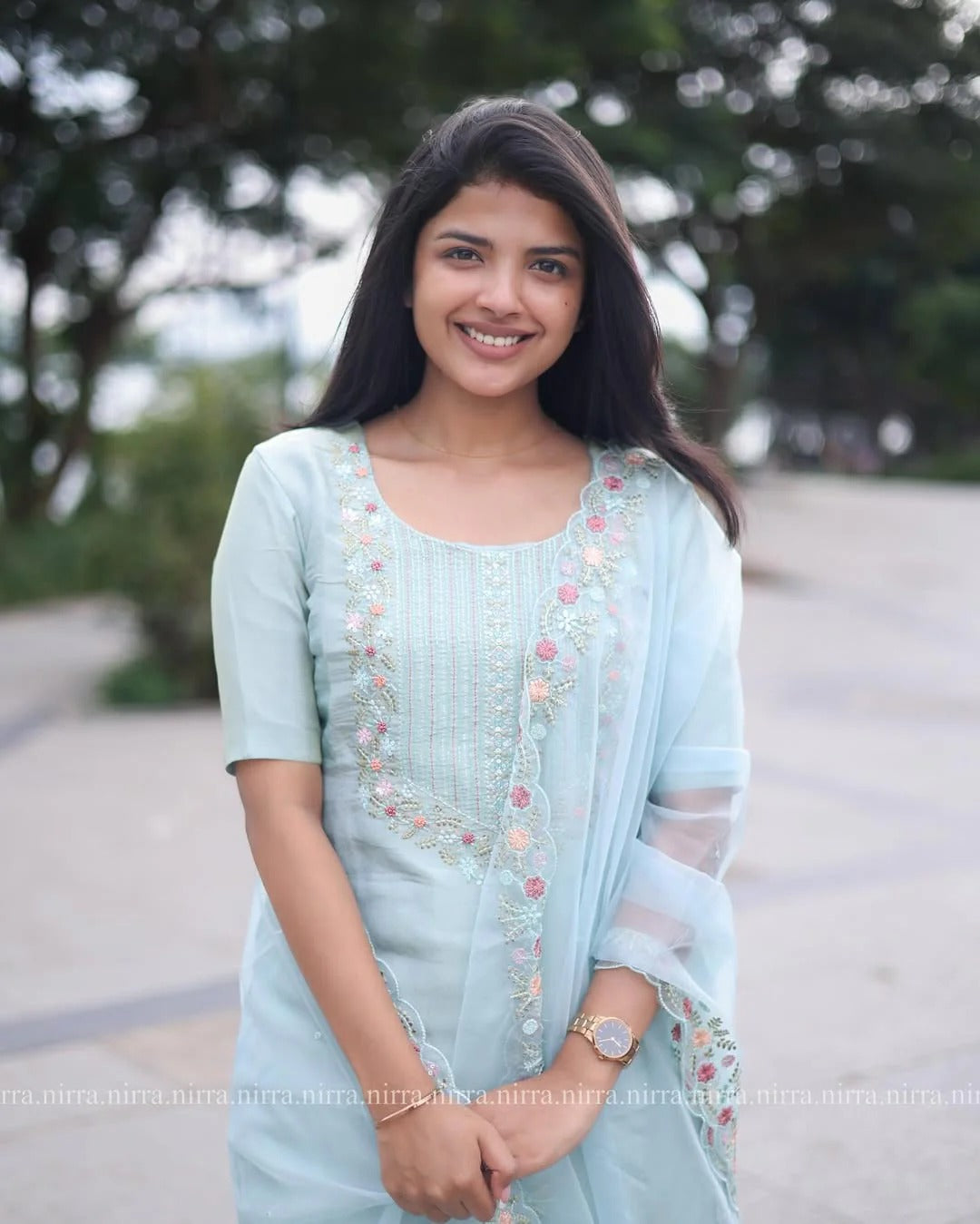 Premium Tissue Handwork Blue Suit Set