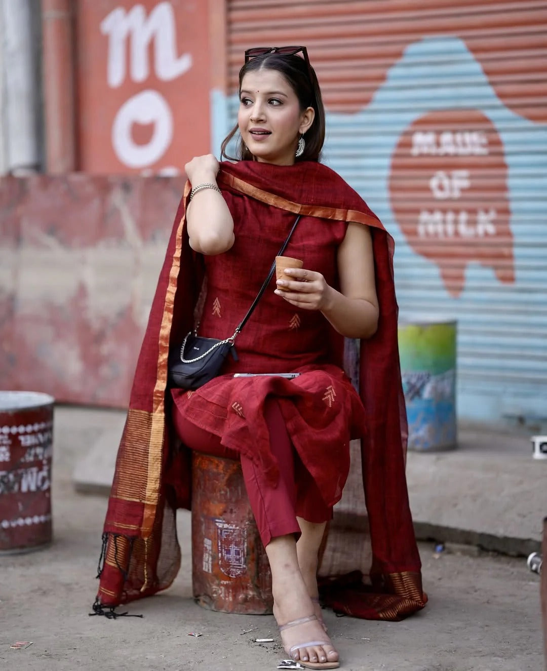 Handwoven Linen Jamdani Suit Set