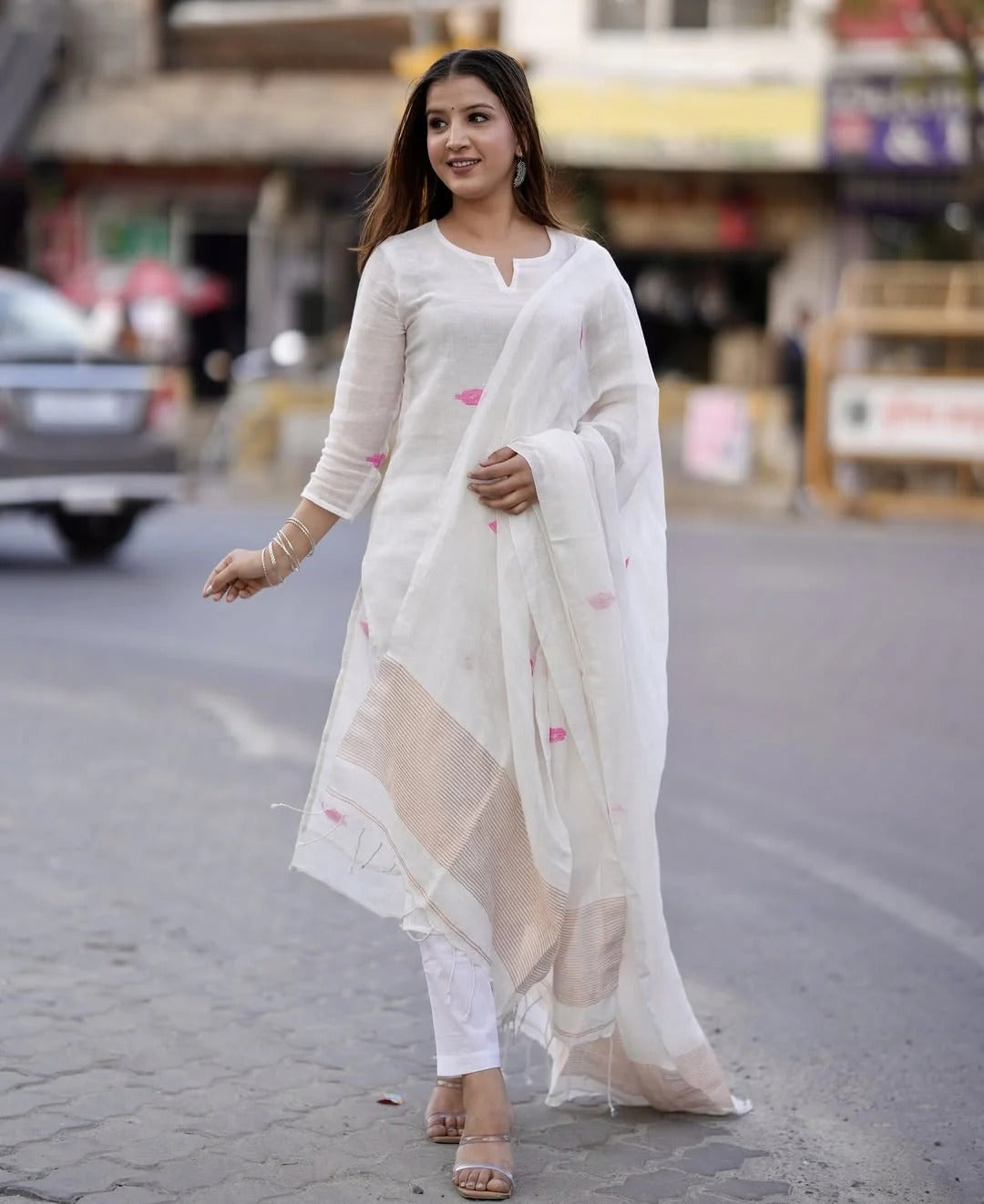 Handwoven White Kurta Set