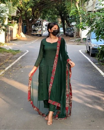 EMERALD GREEN COLOR KURTI FOR GIRLS