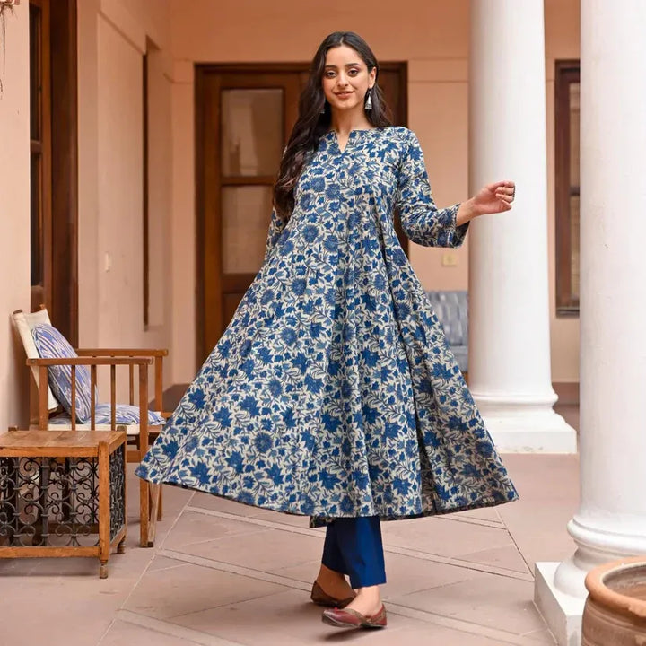 Heritage Floral Pure Viscose Anarkali Set