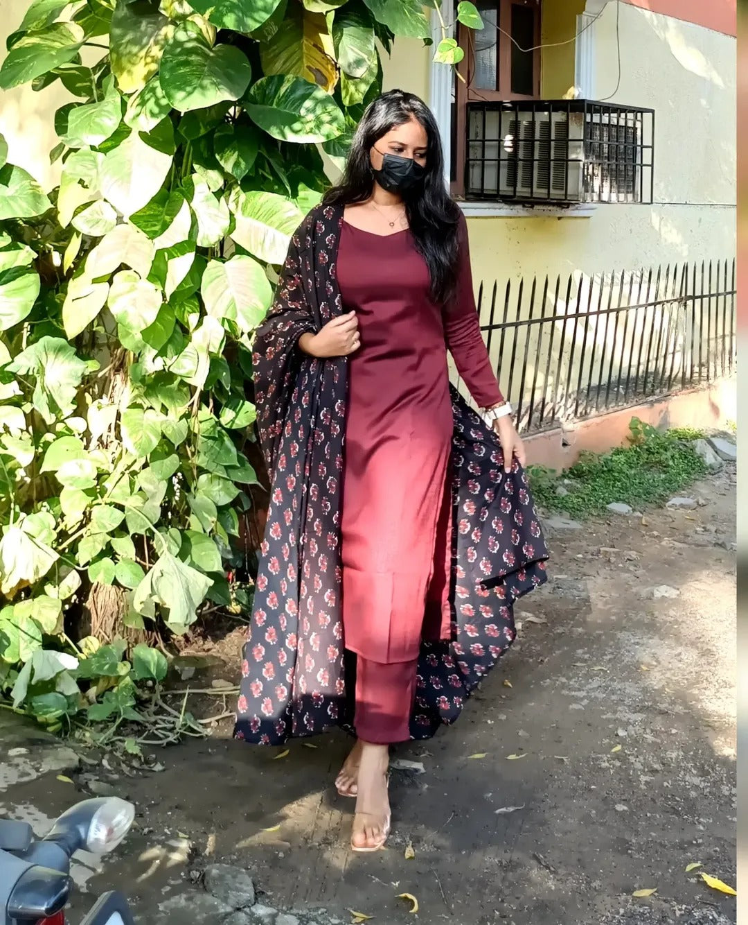 Wine Kurta Set
