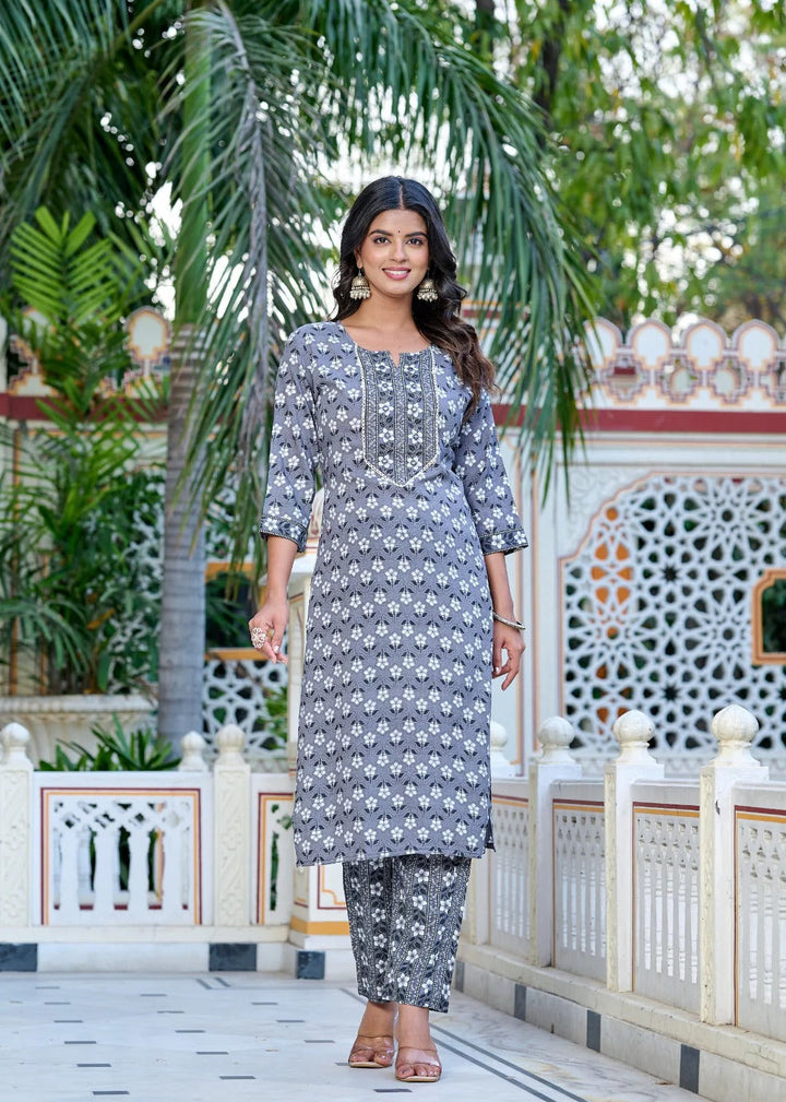 Gray Minimal Muse Rayon Straight Suit