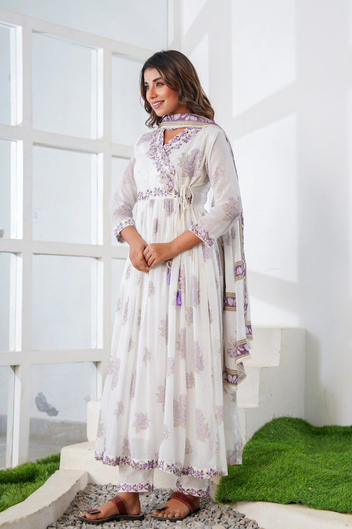 Ira Lavender Dreams Mul Cotton Anarkali Suit