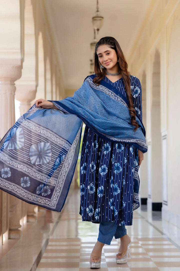 Indigo Blossom Pure Viscose Suit Set