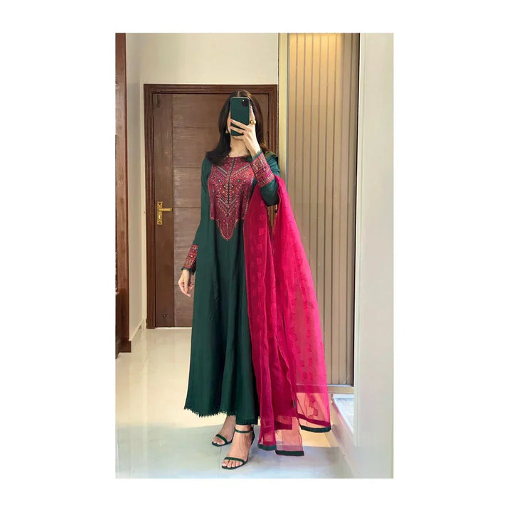 Pine Green Embroidered