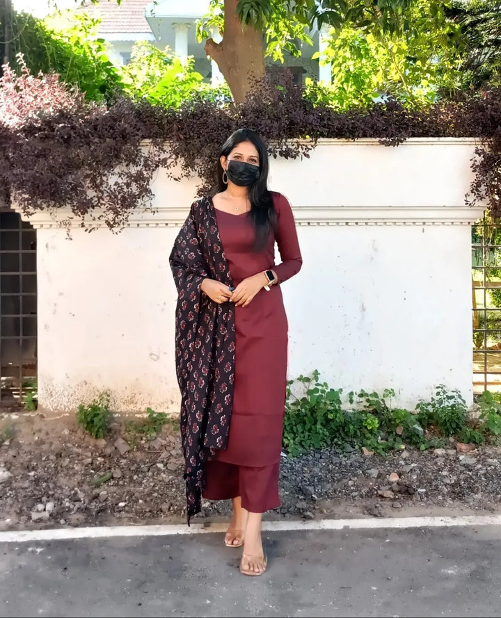 Wine Kurta Set