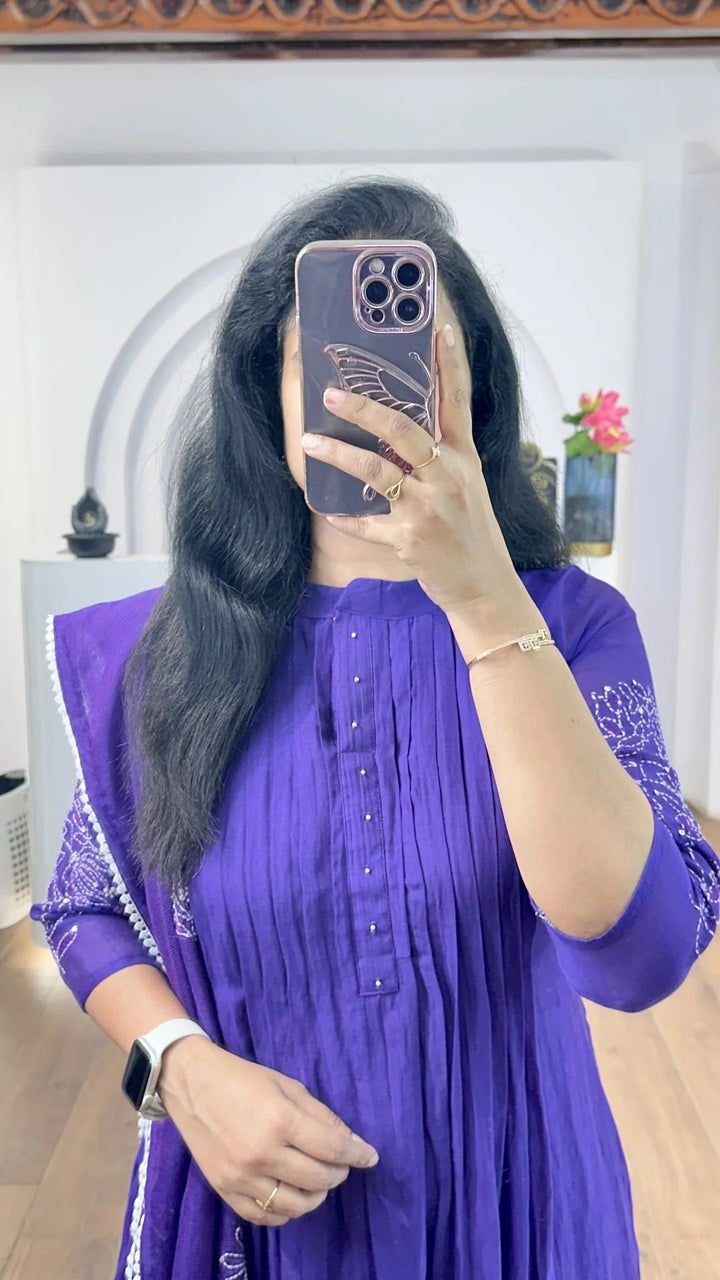 Purple Mul Chanderi Suit Set