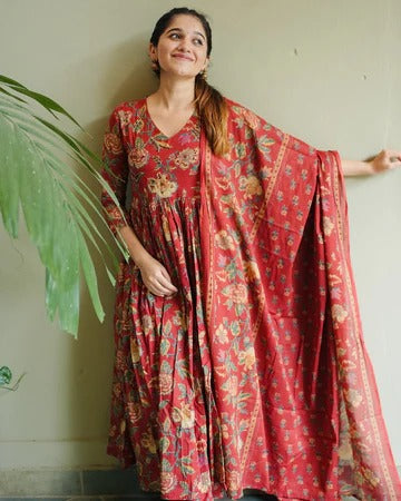 This Kalamkari Print Pure Cotton Anarkali