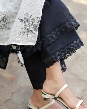 Soft Cotton Kota Doria Suit With Lining And Embroidered Dupatta